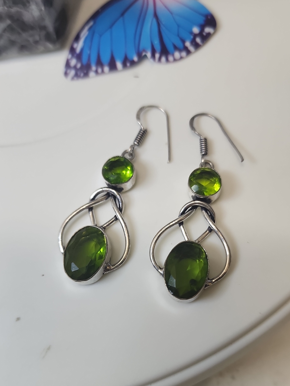 Green Gemstone Drop Earrings - Elegant Women’s Jewelry